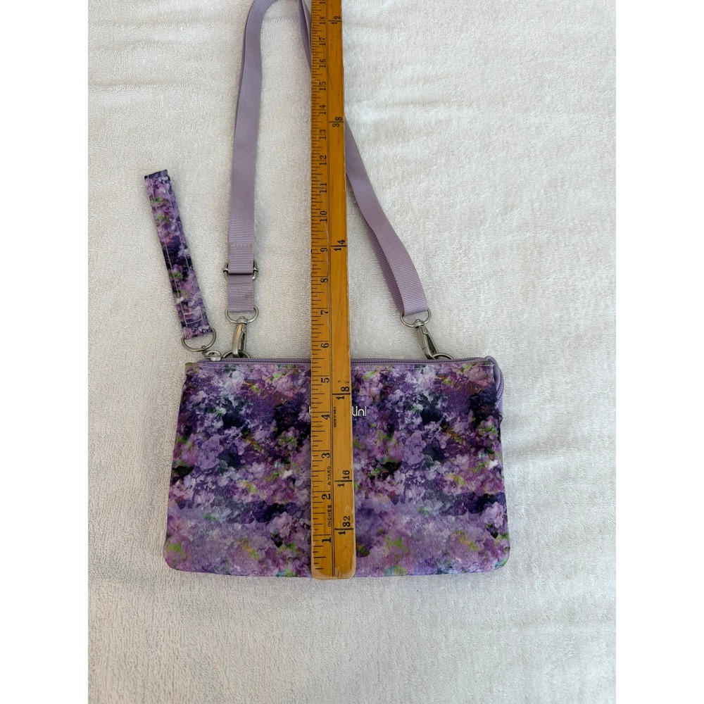 Baggallini Purple Floral Crossbody Bag Wristlet Clutch Adjustable Strap - Picture 3 of 9